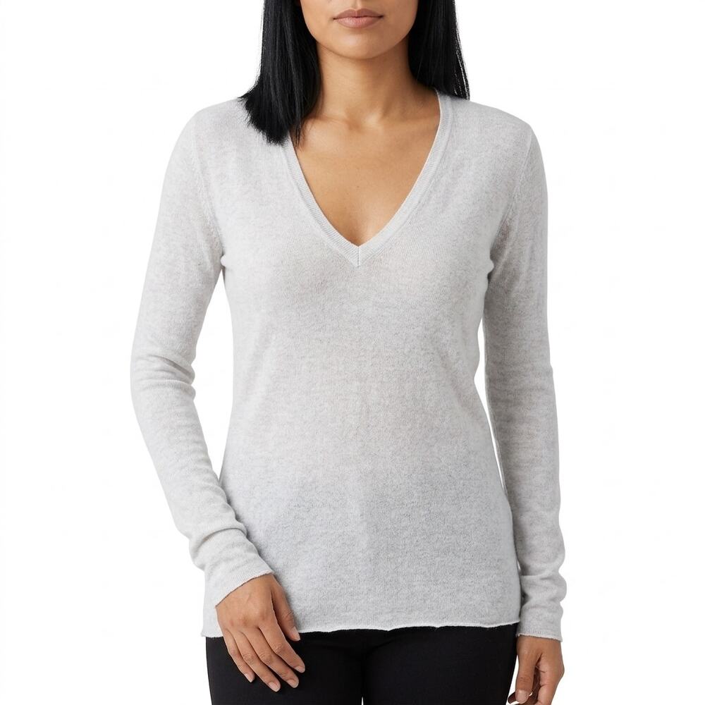 Enza Costa Cashmere Blend Made in USA Gray Lightweight Top Women Size M